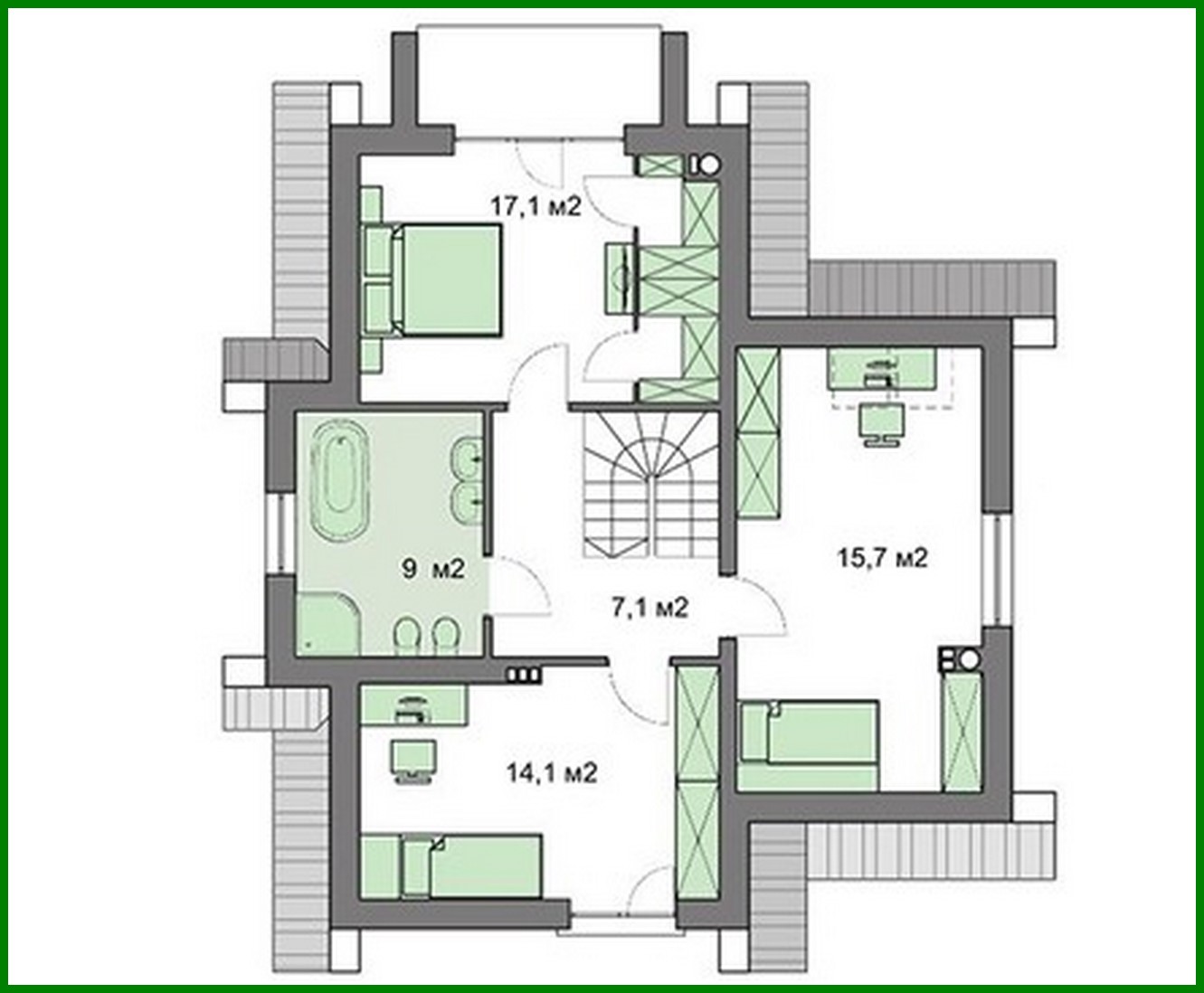 Visualization gallery - The project of a two-story house with a kitchen studio and an office