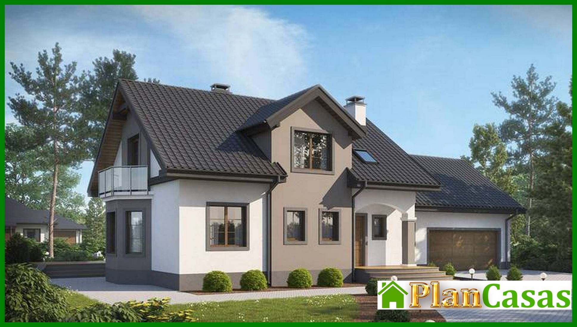 The project of an aristocratic house with a garage for two cars house plan