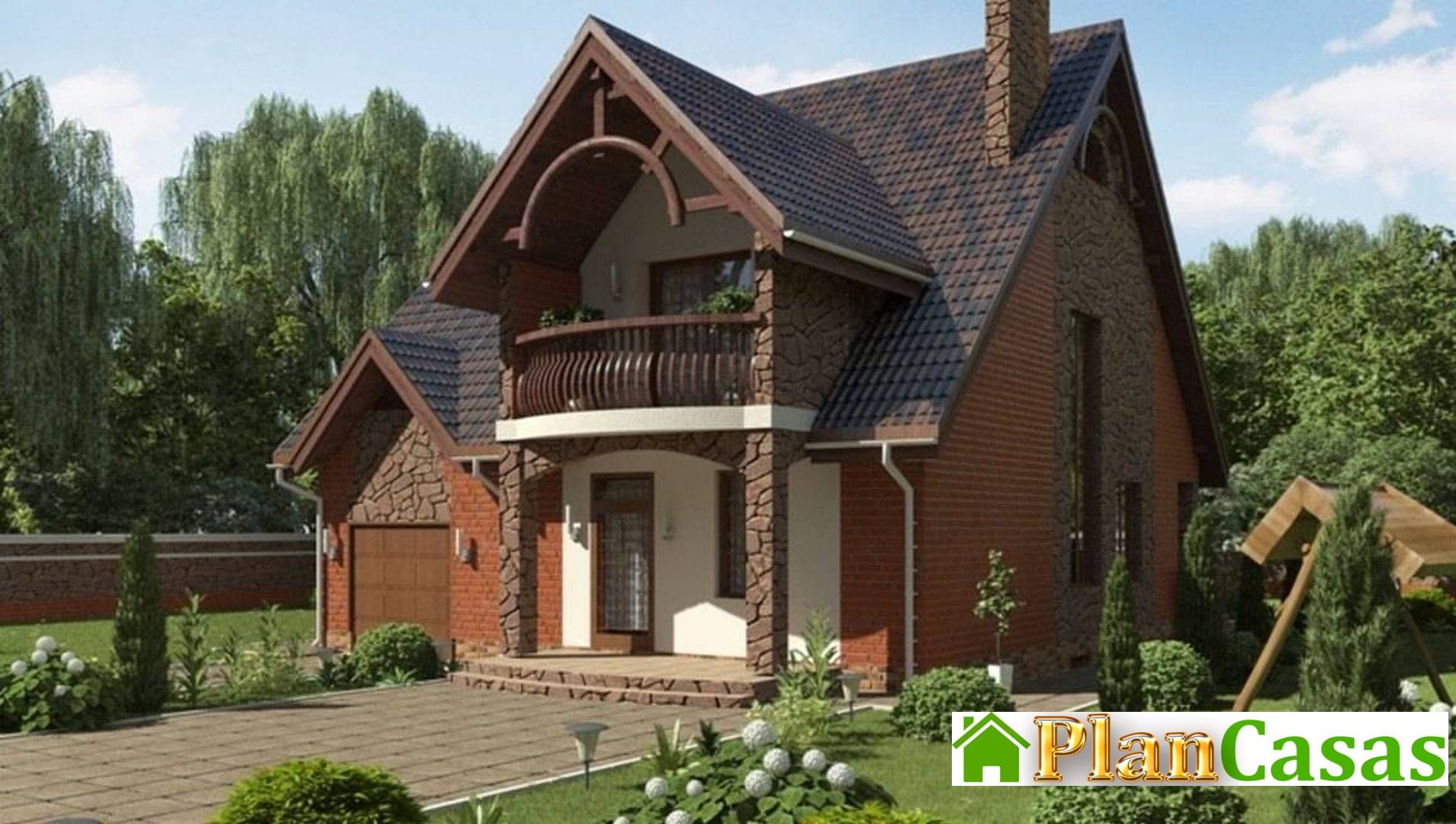 Visualization gallery - Original project of a beautiful cottage with a brick facade