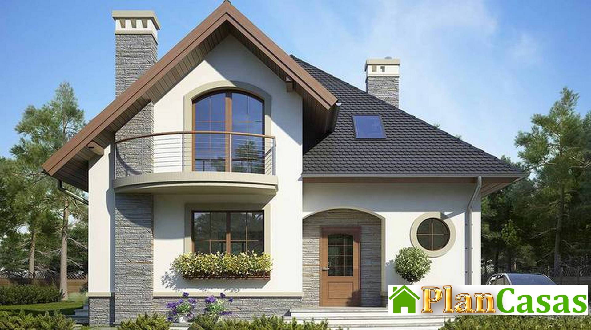 Visualization gallery - Beautiful two-story house with semicircular verandas and balconies