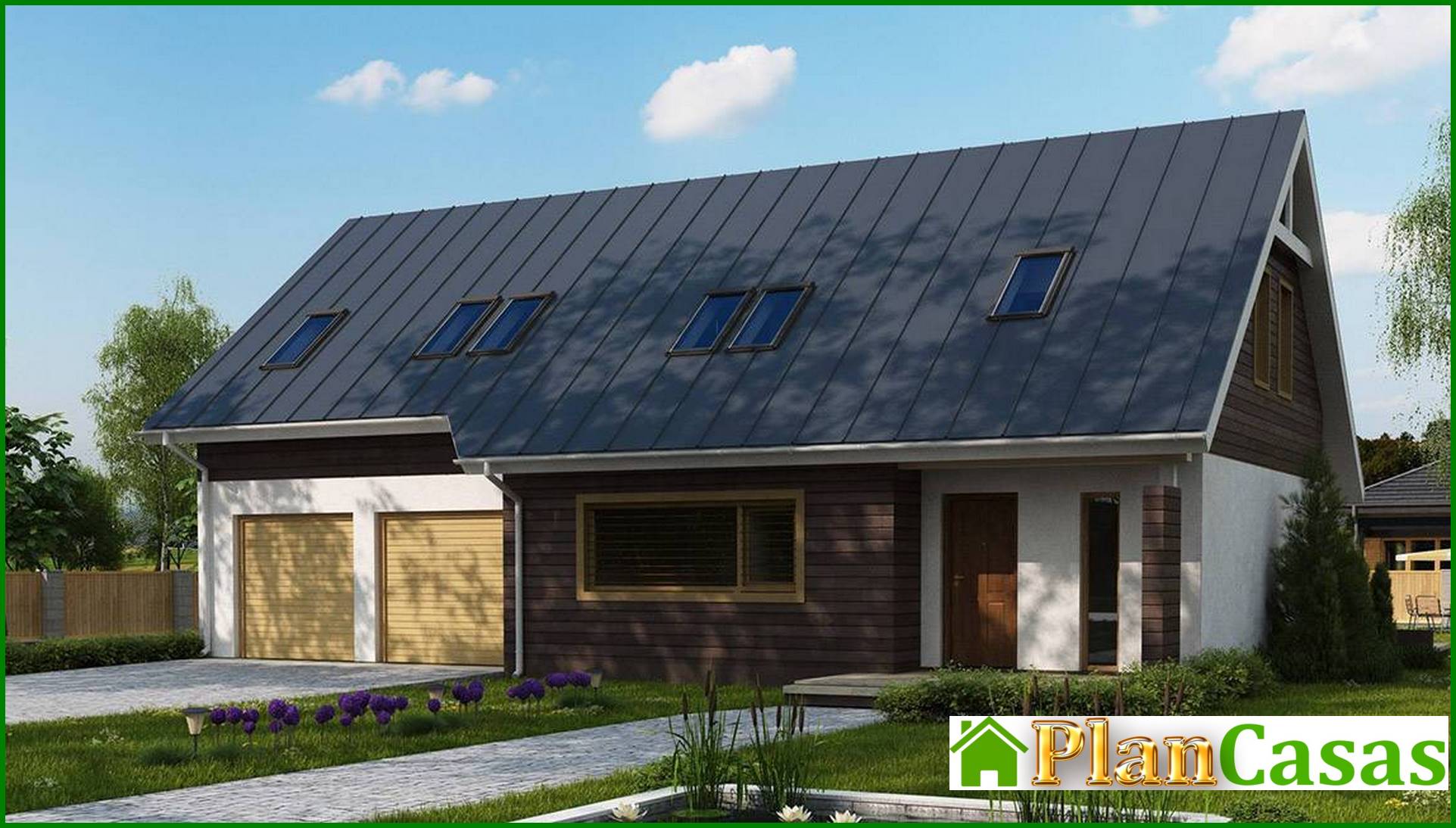 Visualization gallery - The project of a large house with an attic, a garage for two cars