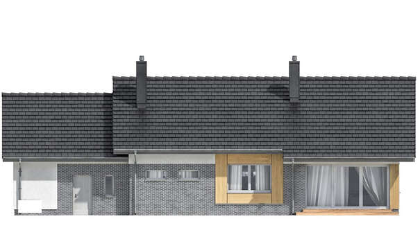 Visualization gallery - The project of a one-story cottage with a garage for two cars
