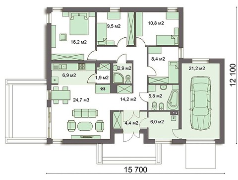 Visualization gallery - Stylish four-bedroom apartment building