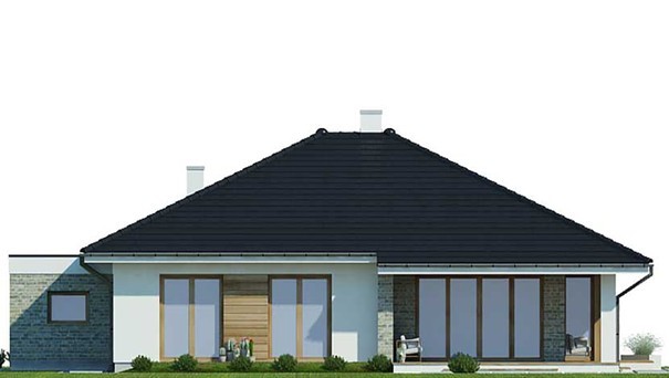 Visualization gallery - One-story house with huge windows in the living room