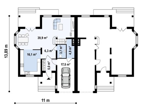 Visualization gallery - The project of a cottage for two families with a garage and an attic