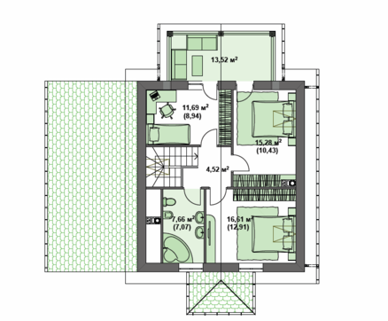 Visualization gallery - Compact house 8 * 9 of the European style