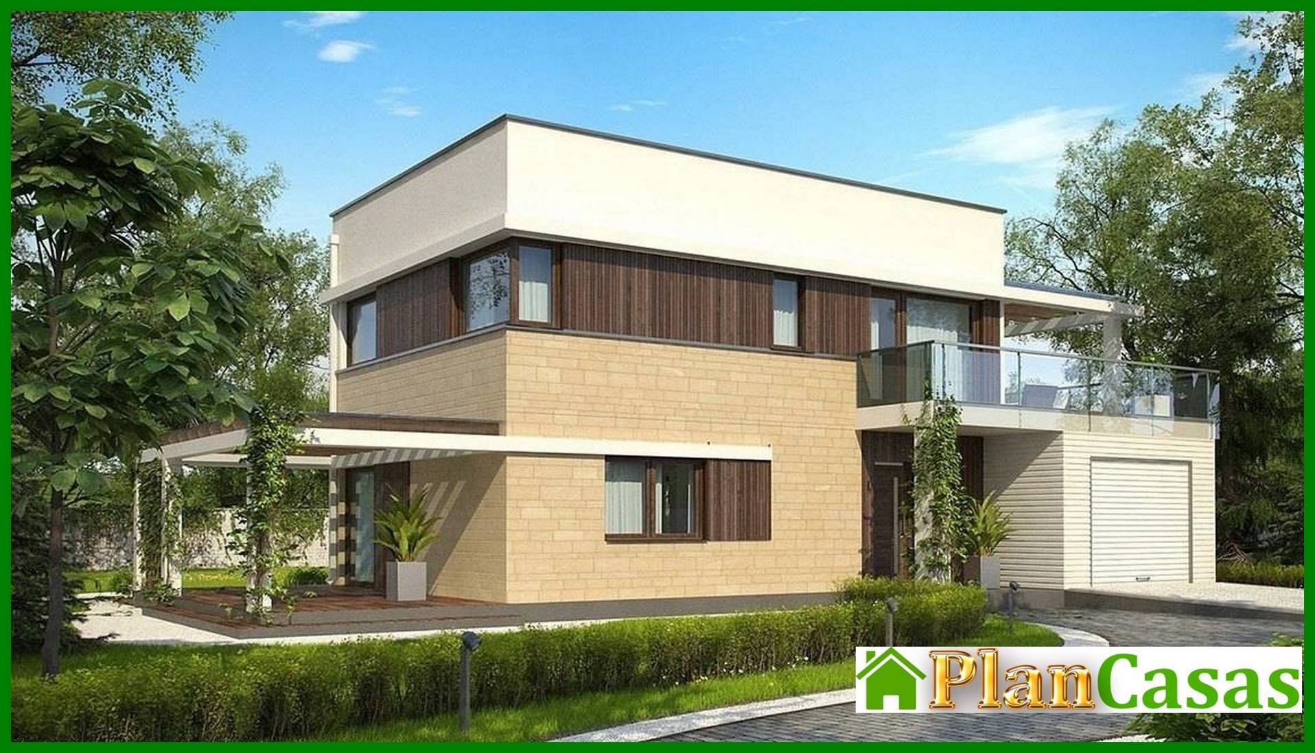 Visualization gallery - Project of a modern two-story cottage with a summer terrace