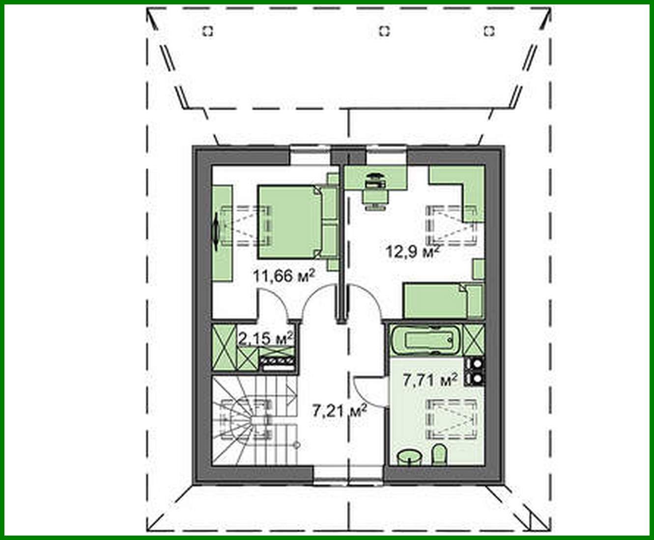 Visualization gallery - Compact cottage with an attic 80 m²