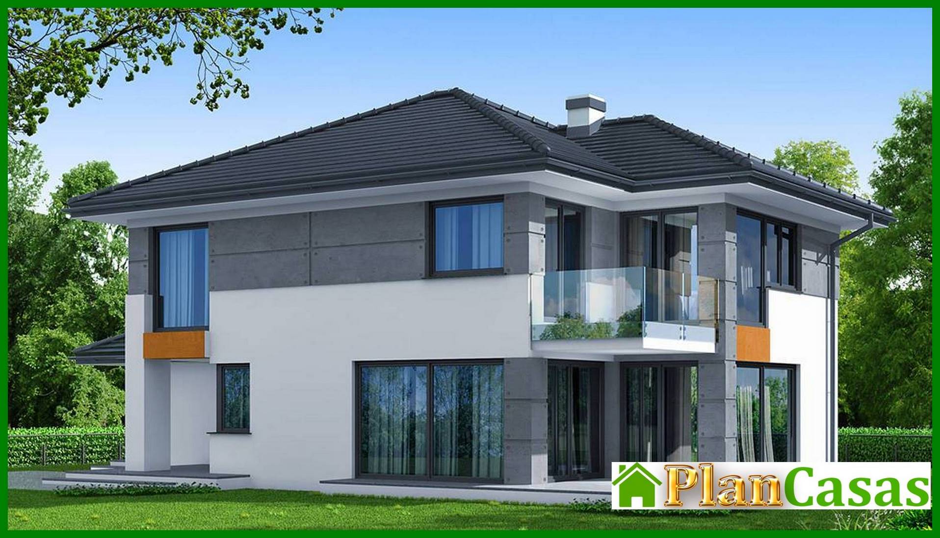 Visualization gallery - Stylish modern mansion with a beautiful balcony