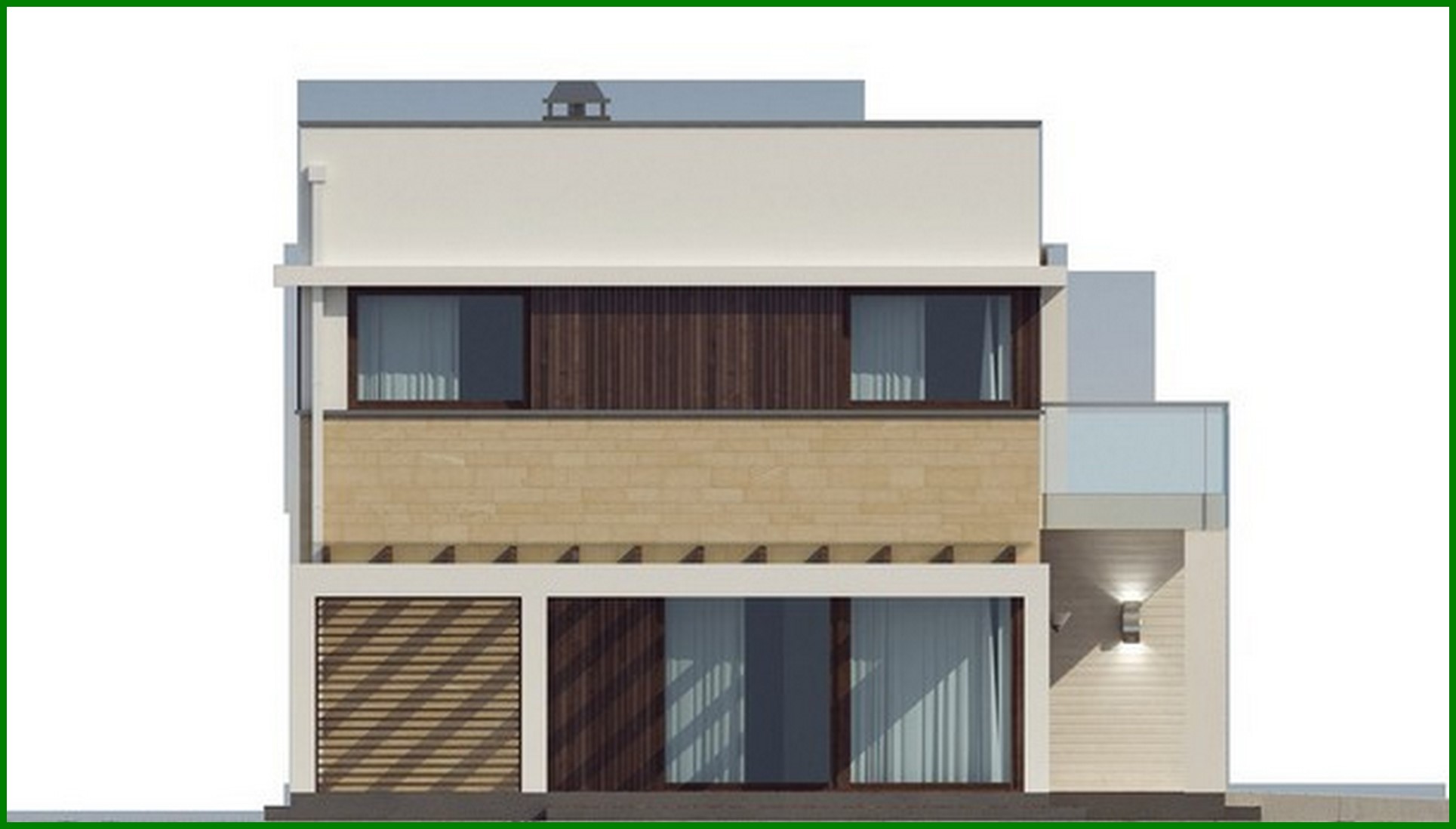 Visualization gallery - Project of a modern house with a frontal living room