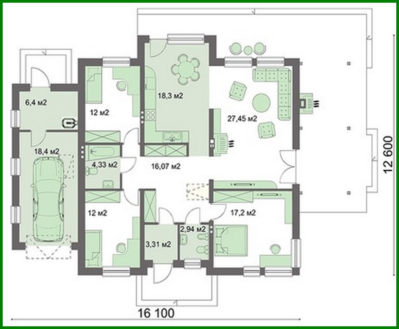Visualization gallery - One-floor Three-Bedroom Cottage