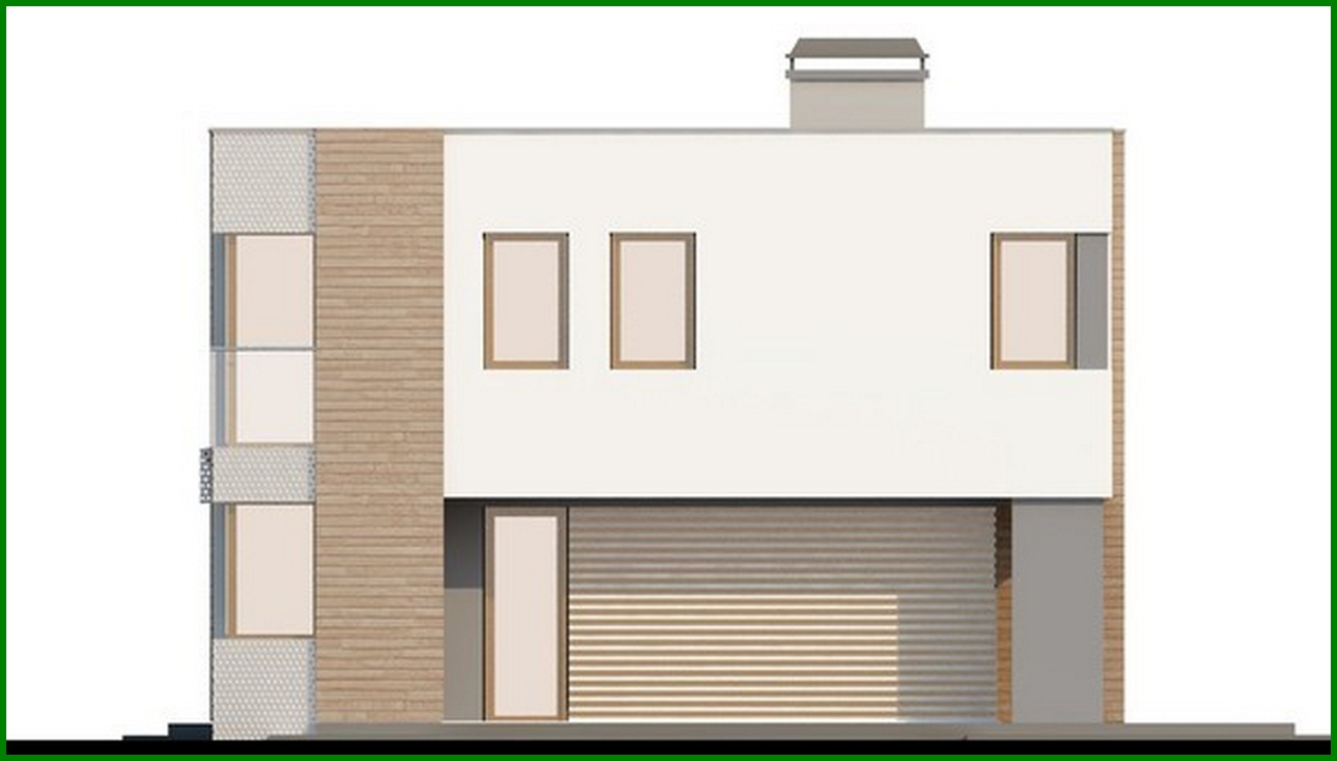 Visualization gallery - The project of a two-story modernist house with a terrace above the garage