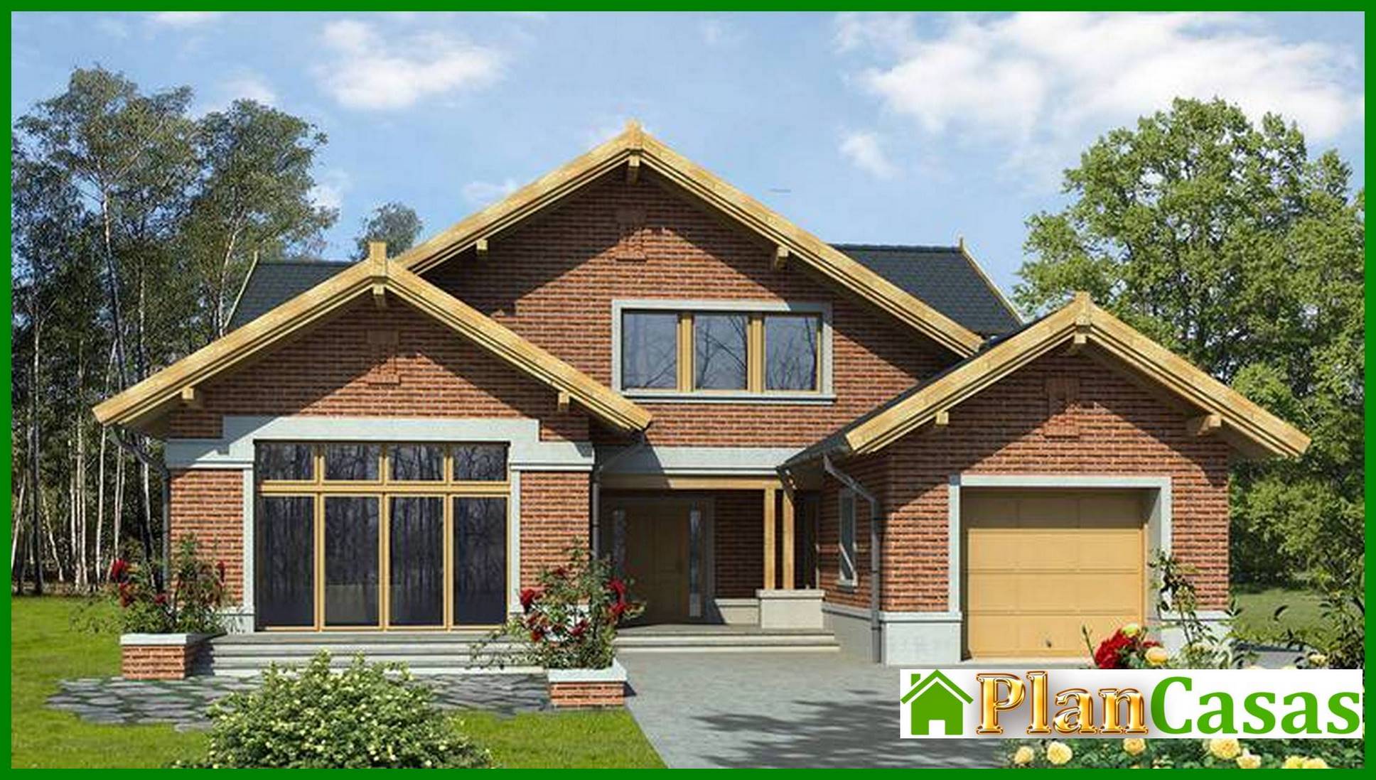 Two-story cottage with a living room and a garage house plan