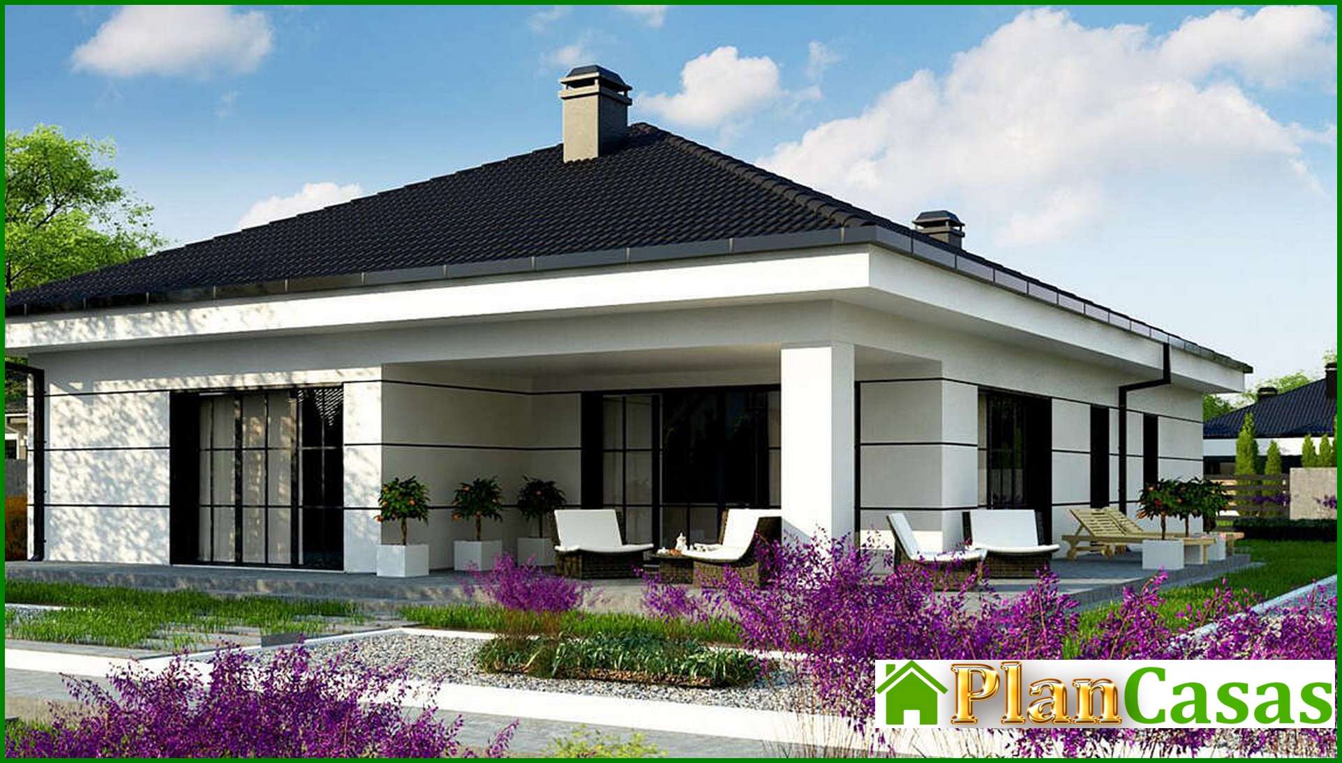 Visualization gallery - The project of a modern European house with a garage and two terraces with a total area of ​​164 square meters. 