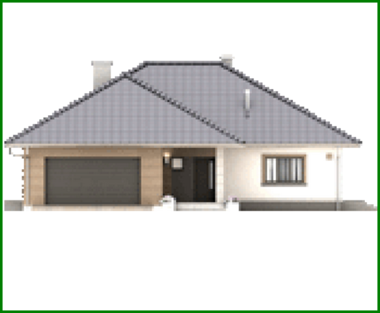 Visualization gallery - Project of a one-story cottage with an area of ​​166 square meters. m with built-in garage for 2 cars