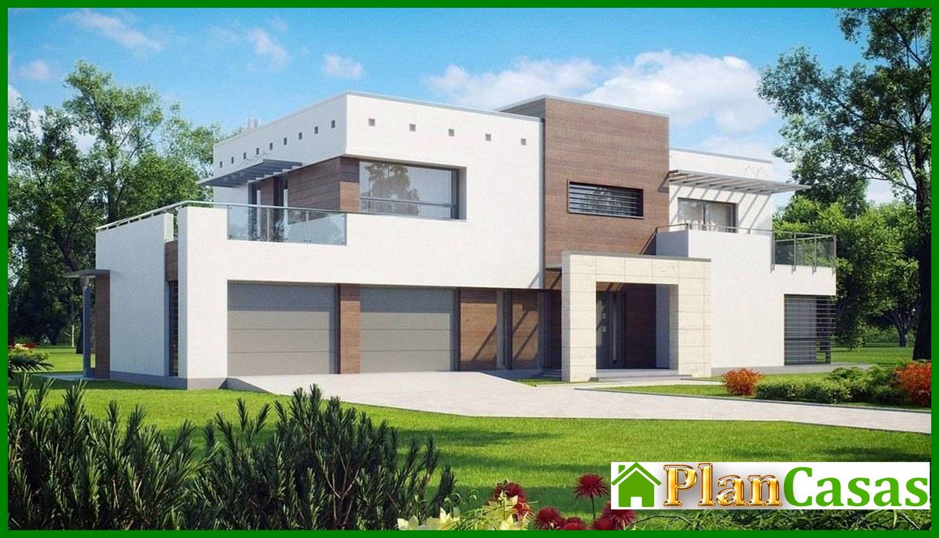 The project of a cottage with a garage for two cars house plan