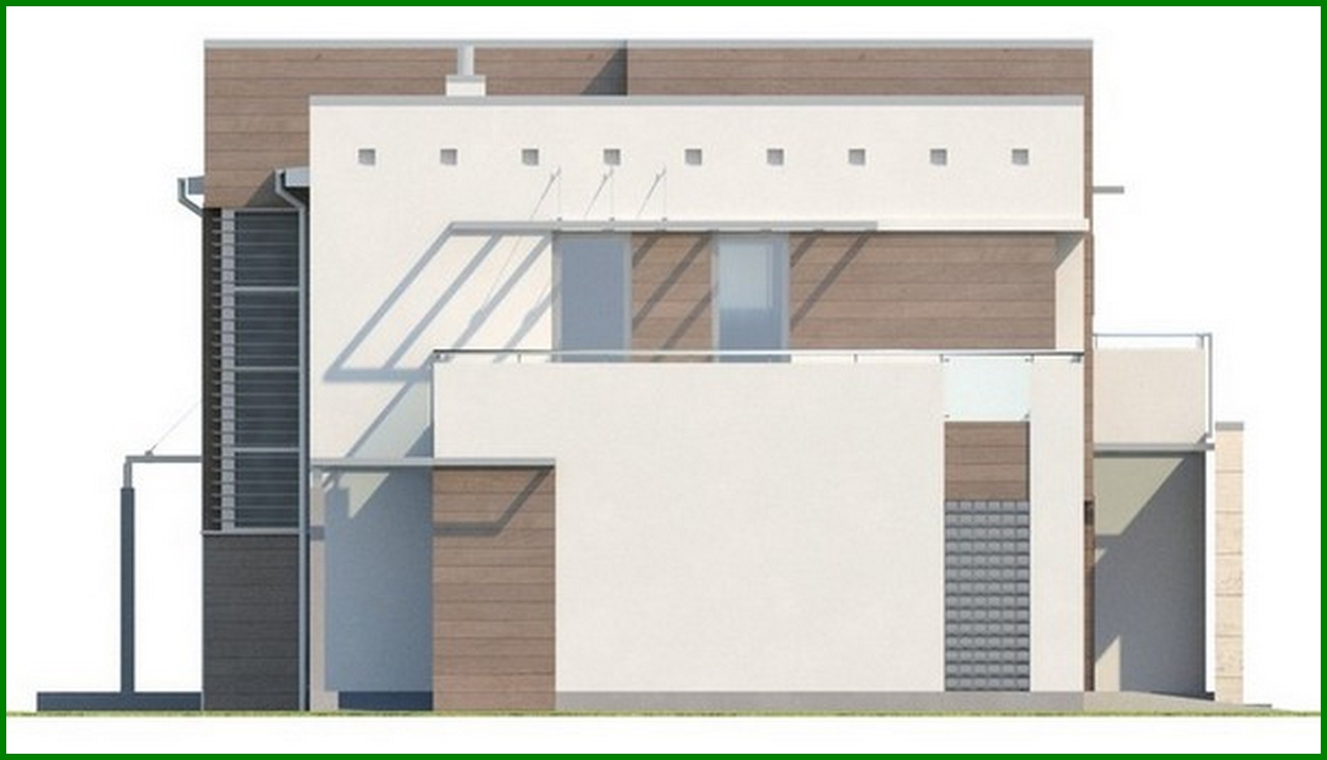 Visualization gallery - The project of a cottage with a garage for two cars
