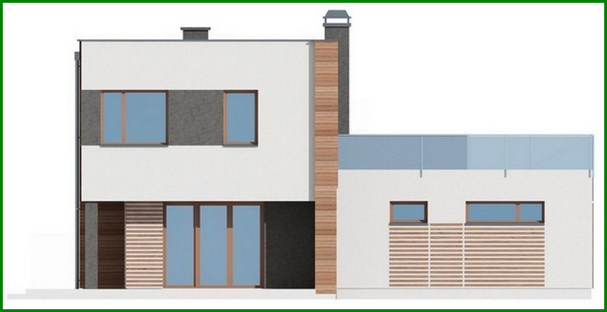 Visualization gallery - Modern project of a two-story cottage with a garage