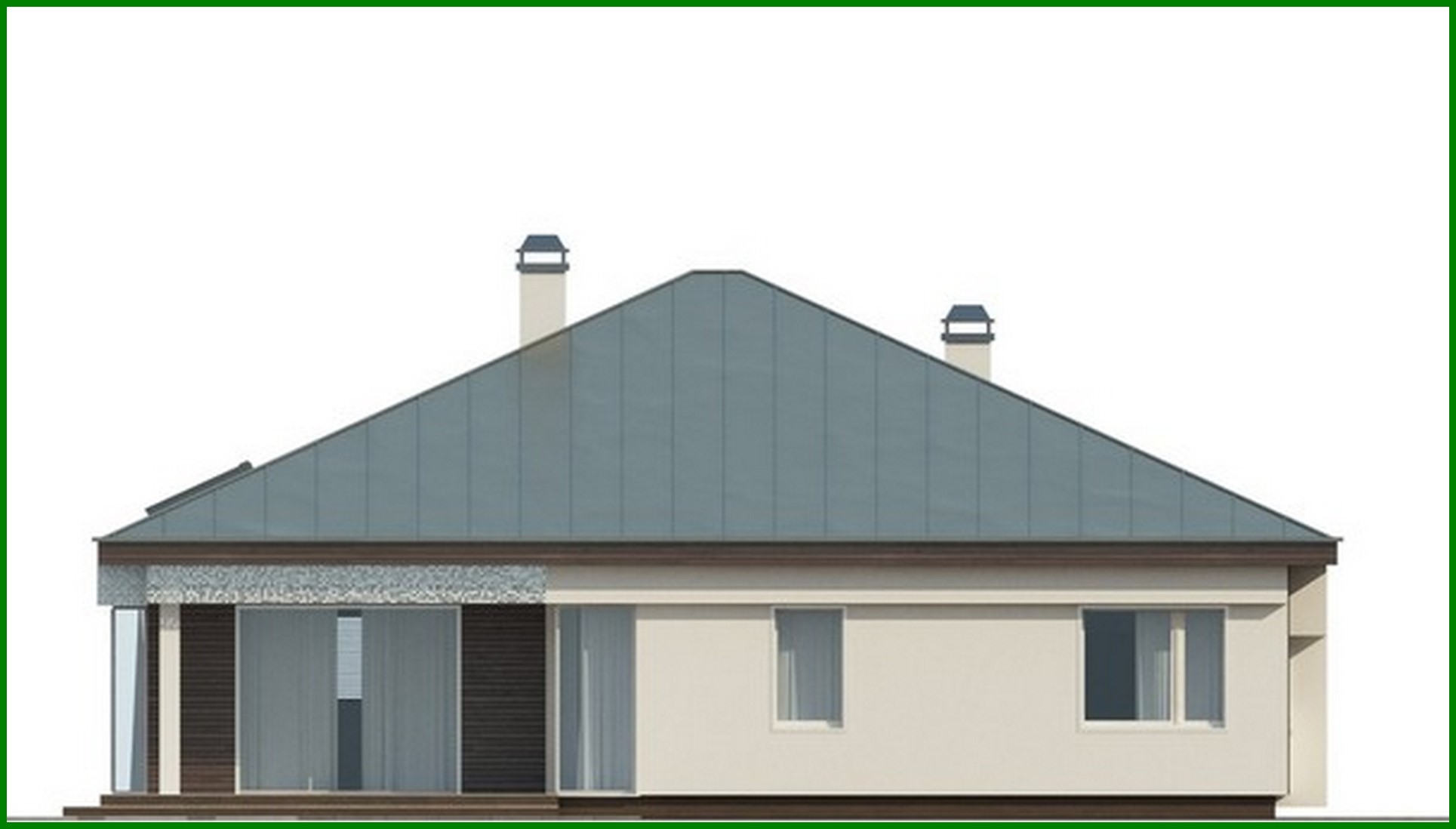 Visualization gallery - The project of a one-story cottage with a garage for two cars