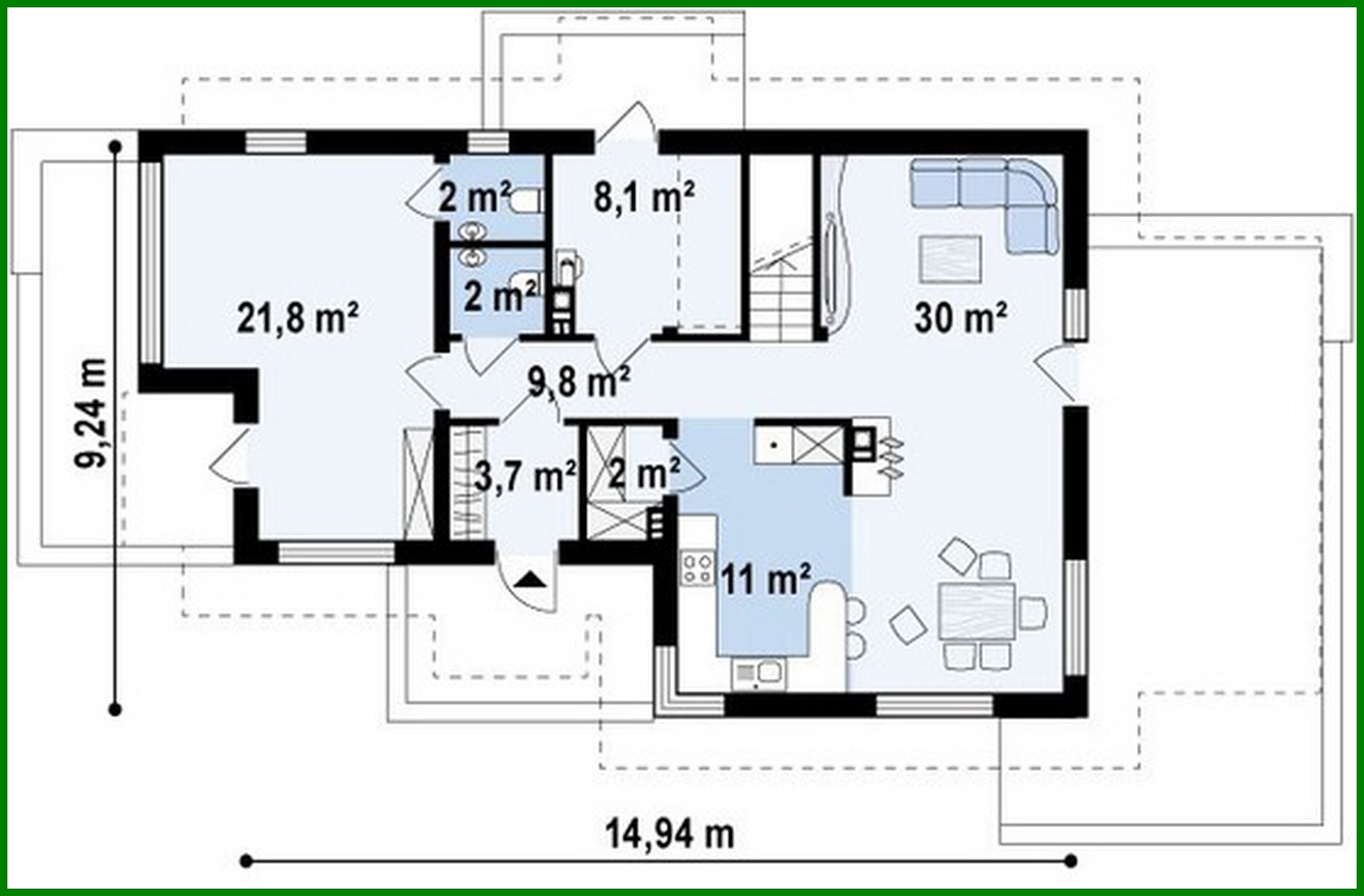 Visualization gallery - Project of a house with an attic and an additional room on the ground floor