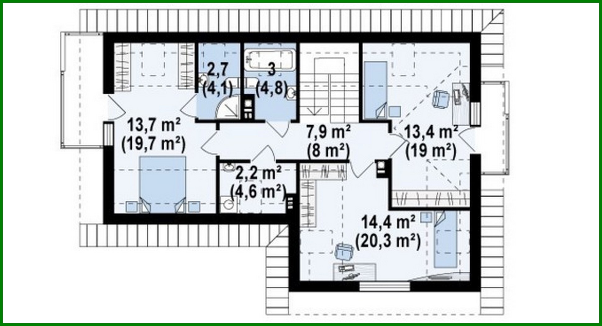 Visualization gallery - Project of a house with an attic and an additional room on the ground floor