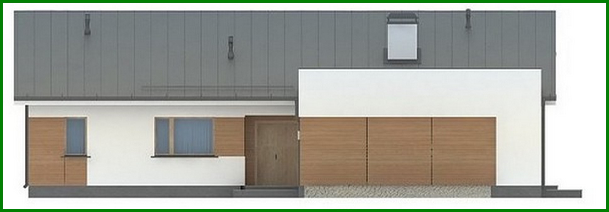 Visualization gallery - The project of a single-storey house of a simple form with a garage for two cars