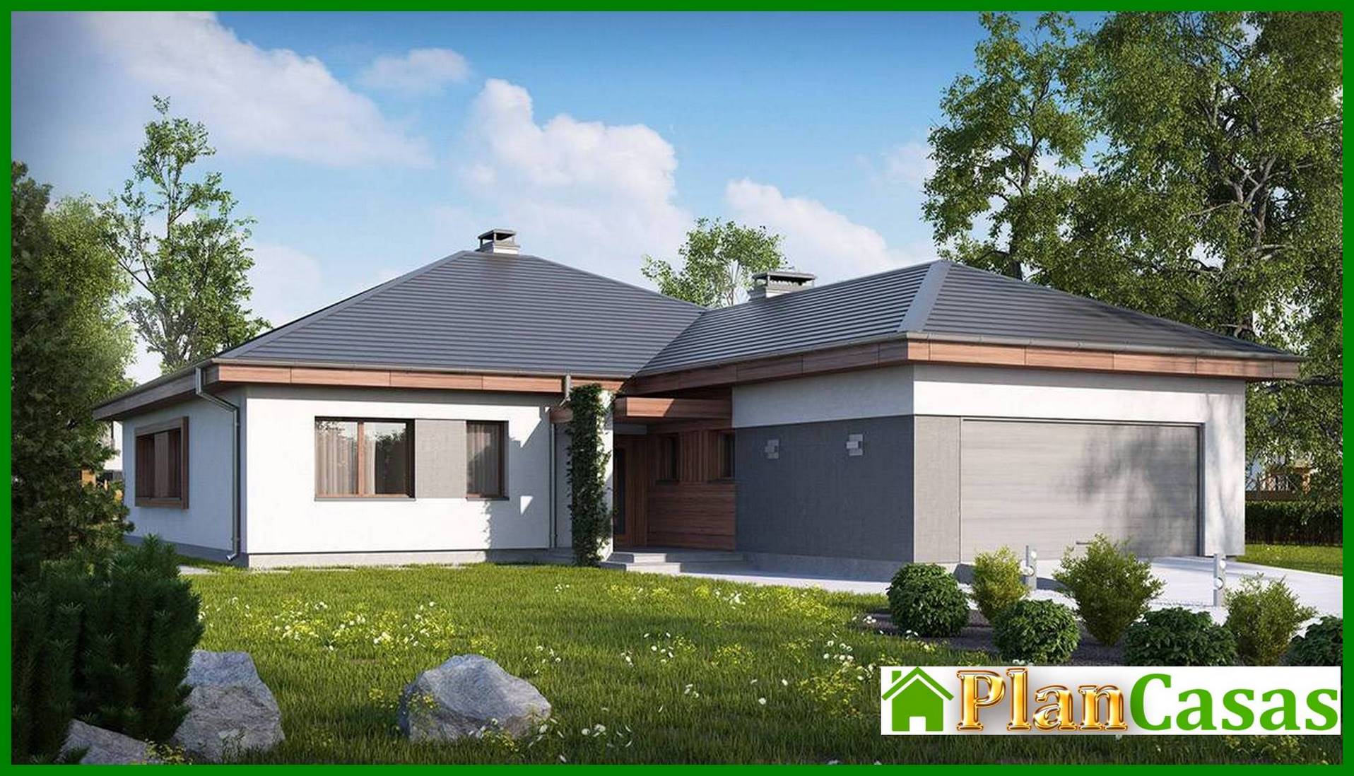 Single-storey cottage project with frontal garage house plan