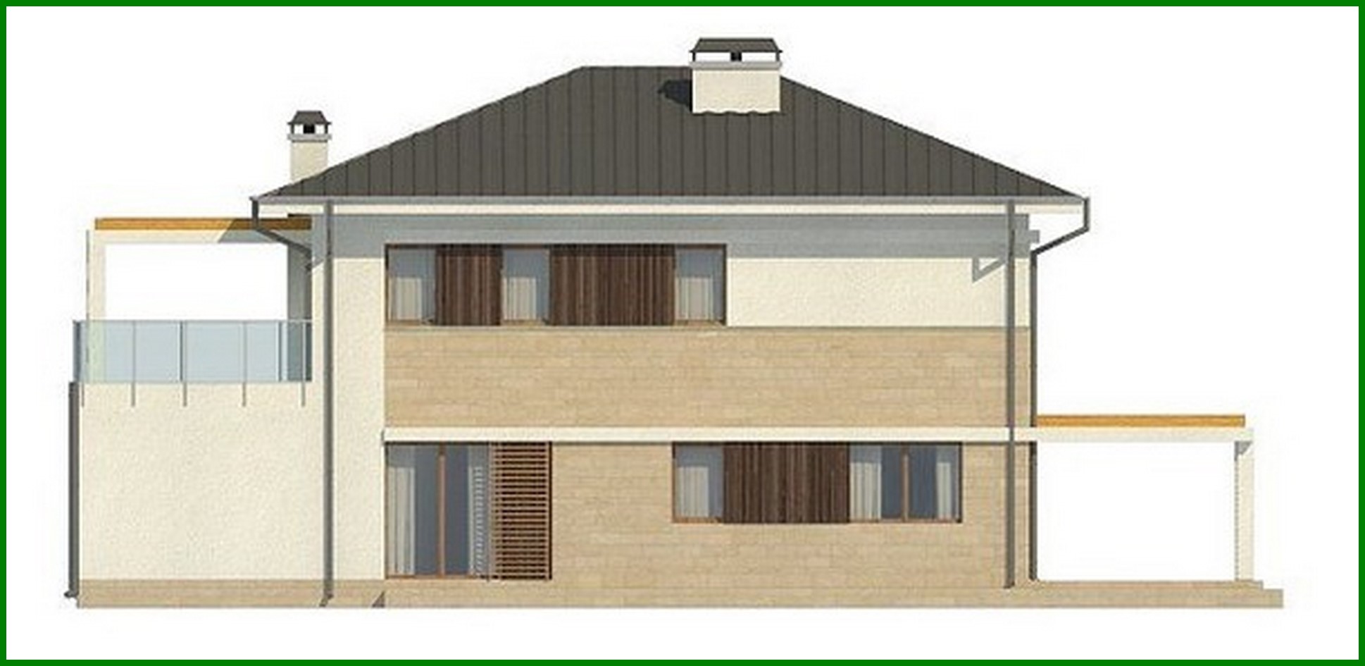 Visualization gallery - The project of a stylish bright beautiful two-story house with a garage and a terrace