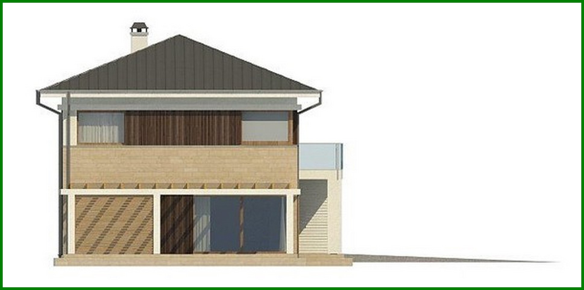 Visualization gallery - The project of a stylish bright beautiful two-story house with a garage and a terrace