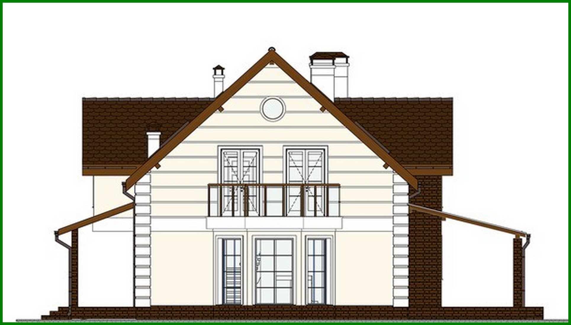 Visualization gallery - The project of a chic country house with a bay window and beautiful balconies