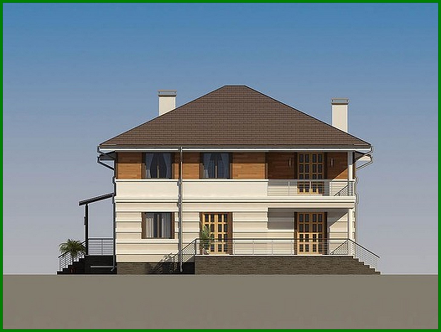 Visualization gallery - Architectural project of a country mansion with a terrace
