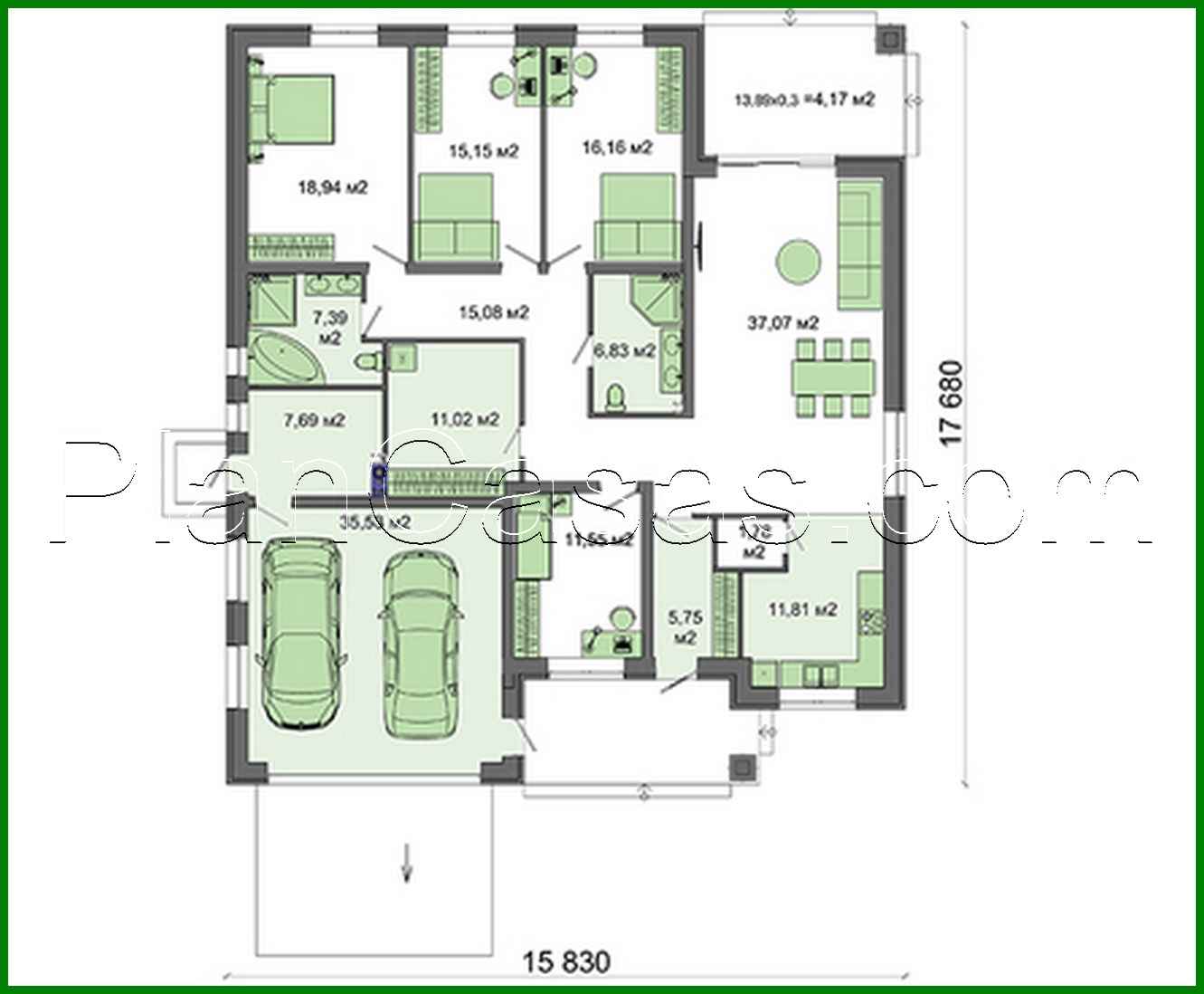 Visualization gallery - The project of an elegant one-story house with a spacious garage