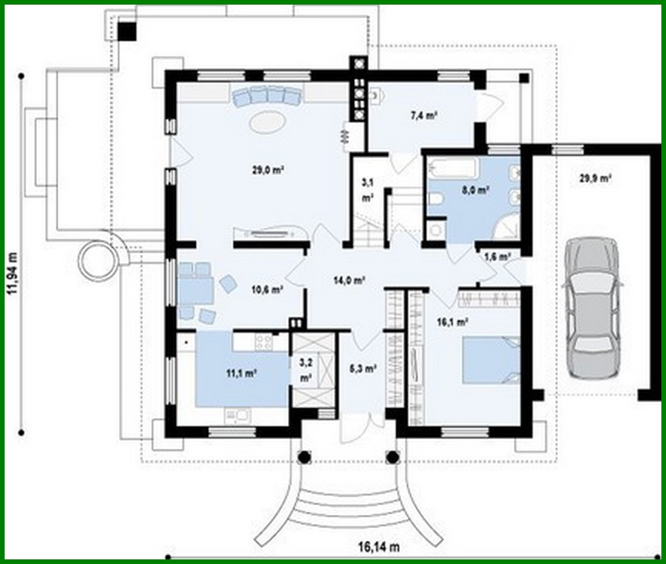 Visualization gallery - Project of a classic house with an attic and a balcony