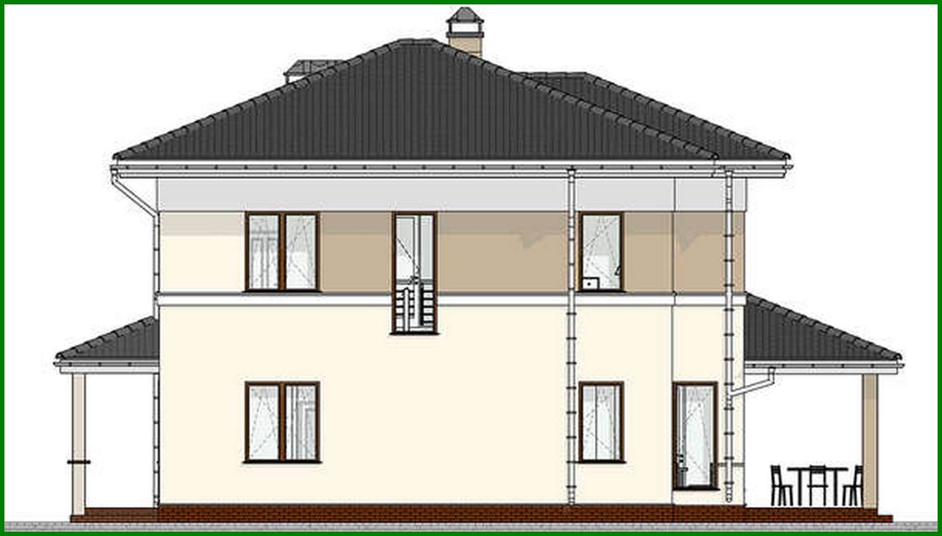 Visualization gallery - Project of a two-story cottage in white and chocolate design with a total area of 178 square meters. m