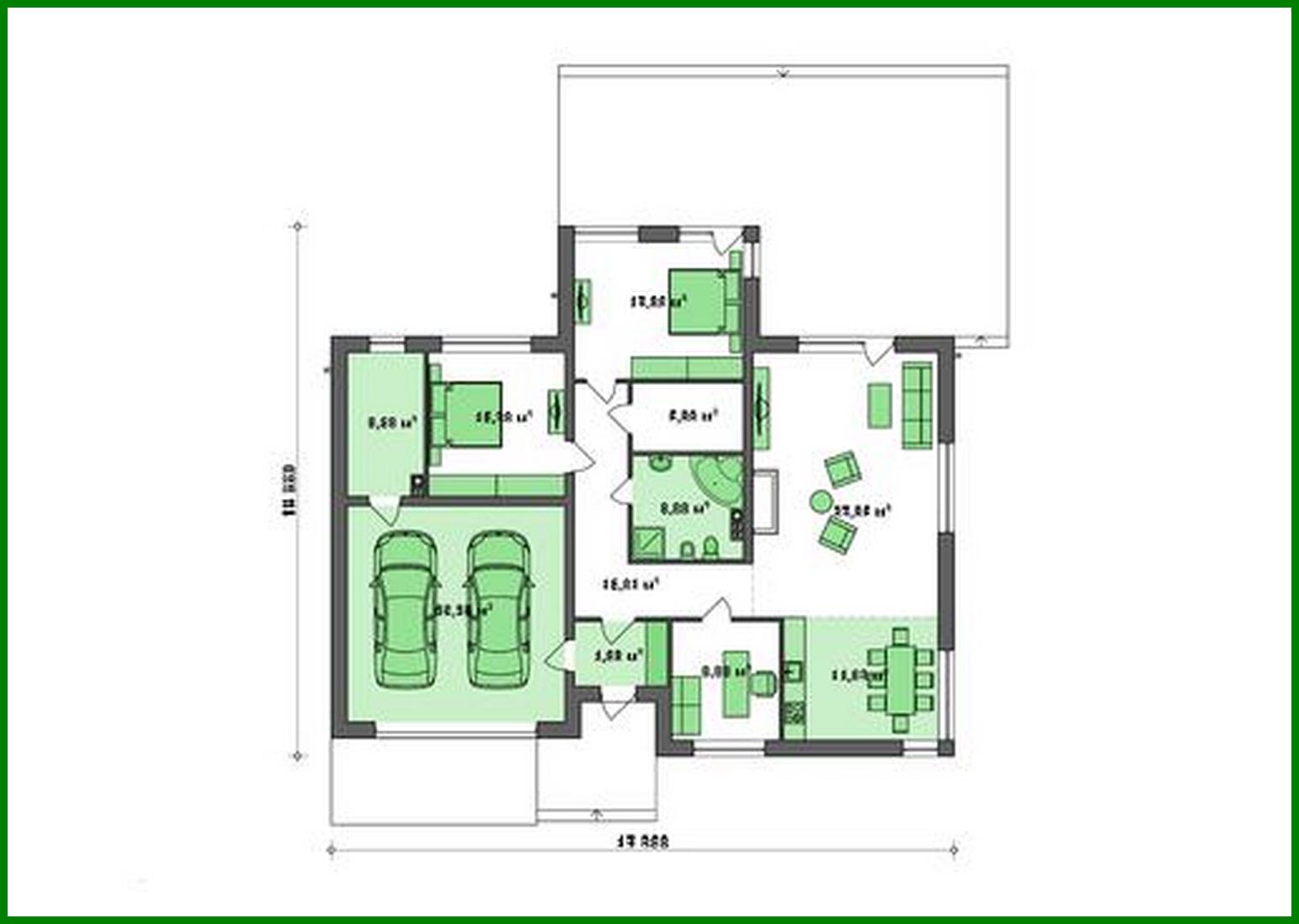 Visualization gallery - Architectural project of a one-story house with a flat roof