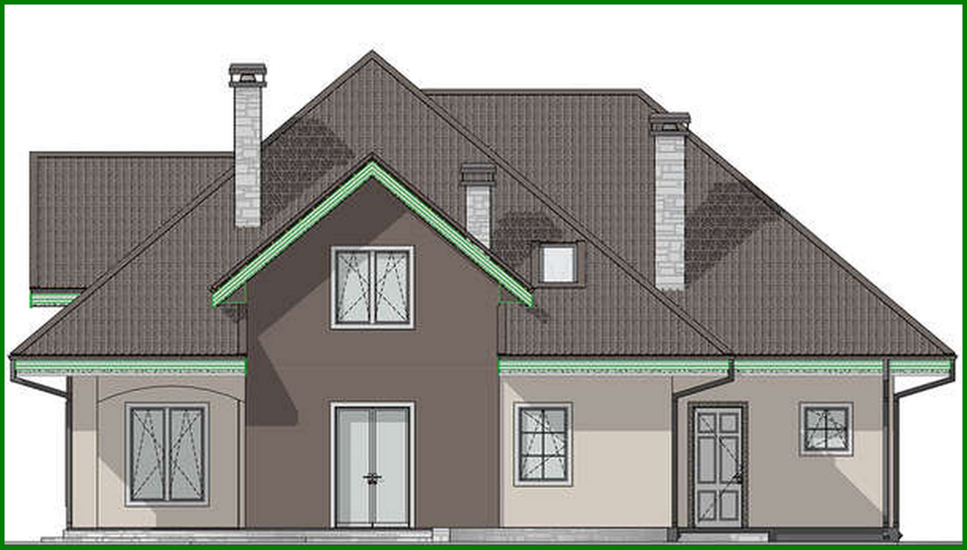 Visualization gallery - The project of a cottage with an attic and bay window with an area of 289 sq.m