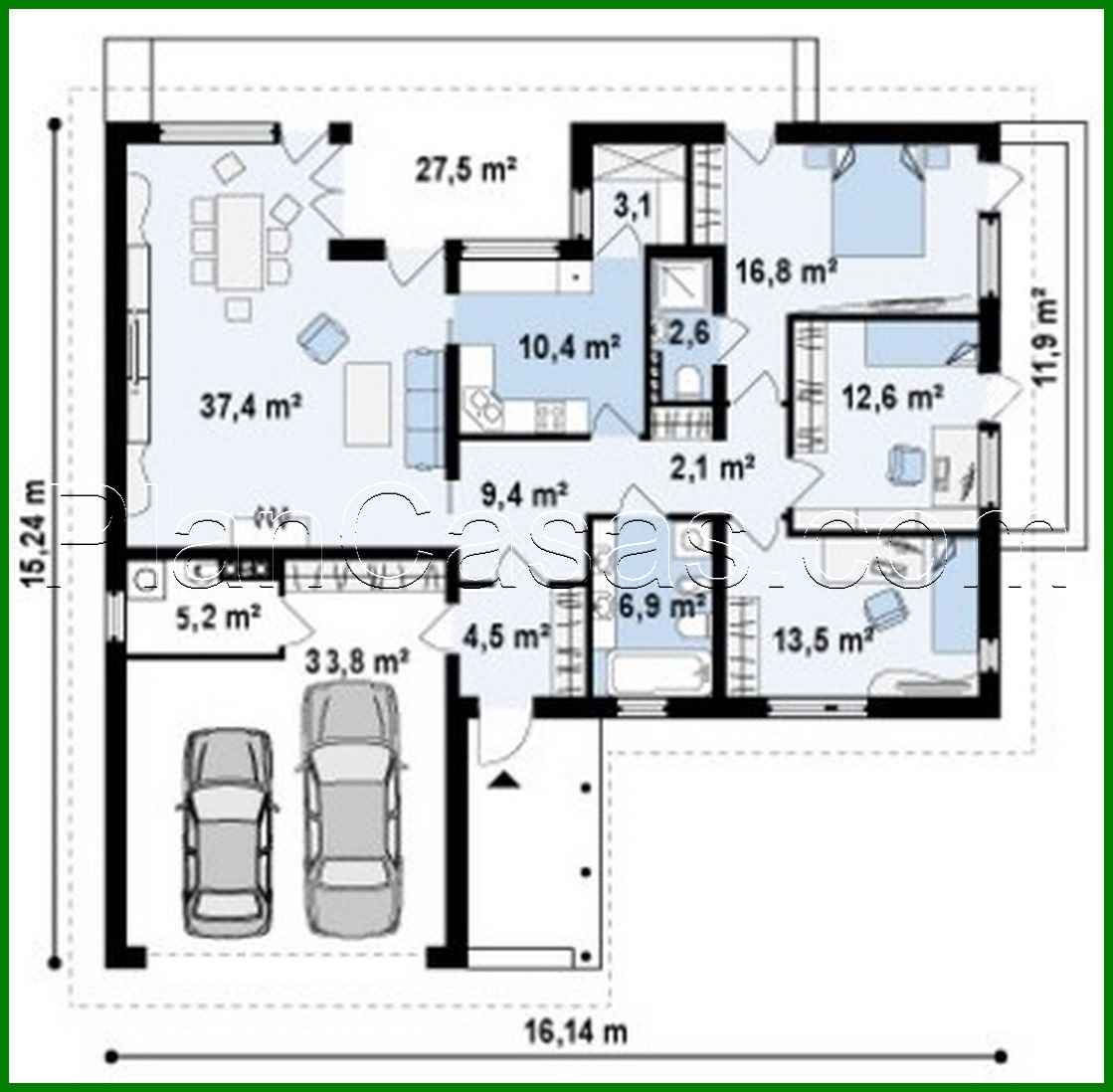 Visualization gallery - The project of a cottage with a garage for two cars