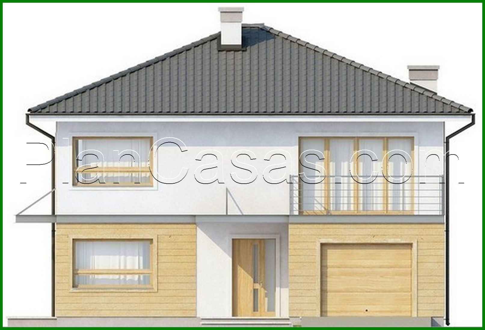 Visualization gallery - The project of a two-story house with an extended garage for two cars