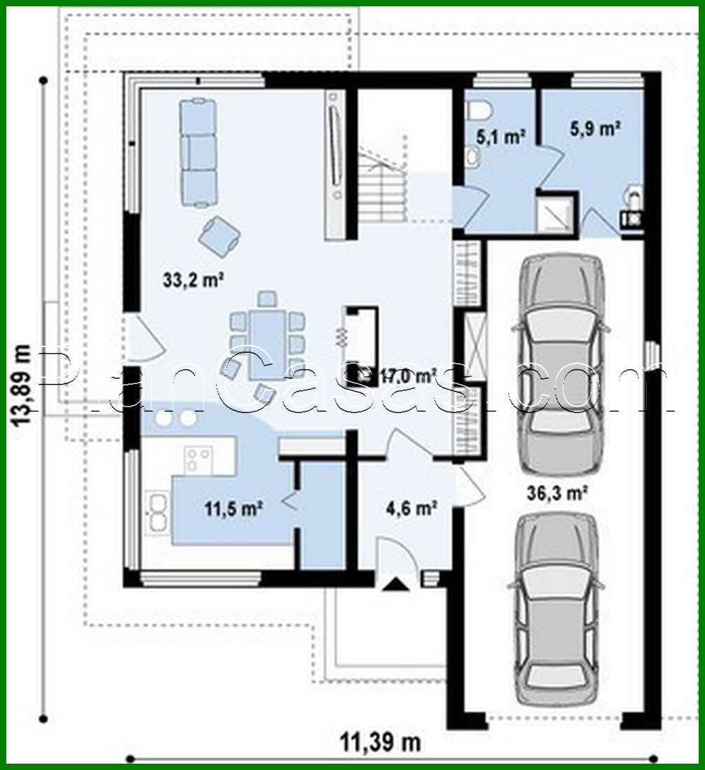 Visualization gallery - The project of a two-story house with an extended garage for two cars