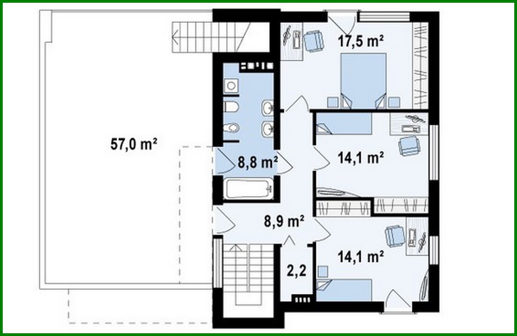 Visualization gallery - Project of a modern cottage with a terrace and a garage for 2 cars
