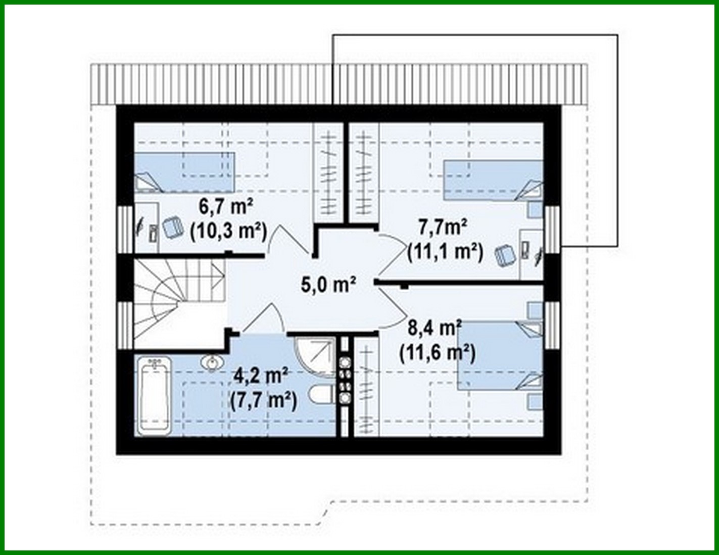 Visualization gallery - The project of a white cottage with an attic, made in the classical style