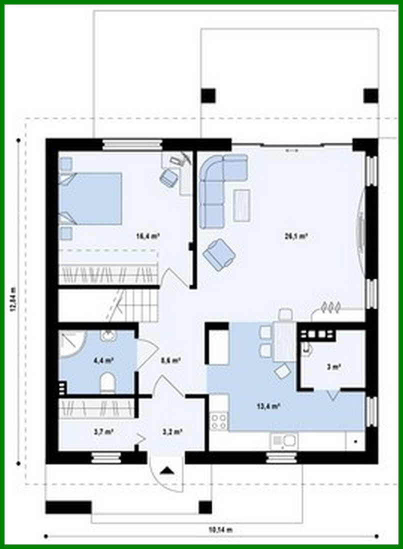 Visualization gallery - The project of a classic medium-sized cottage with a gable roof