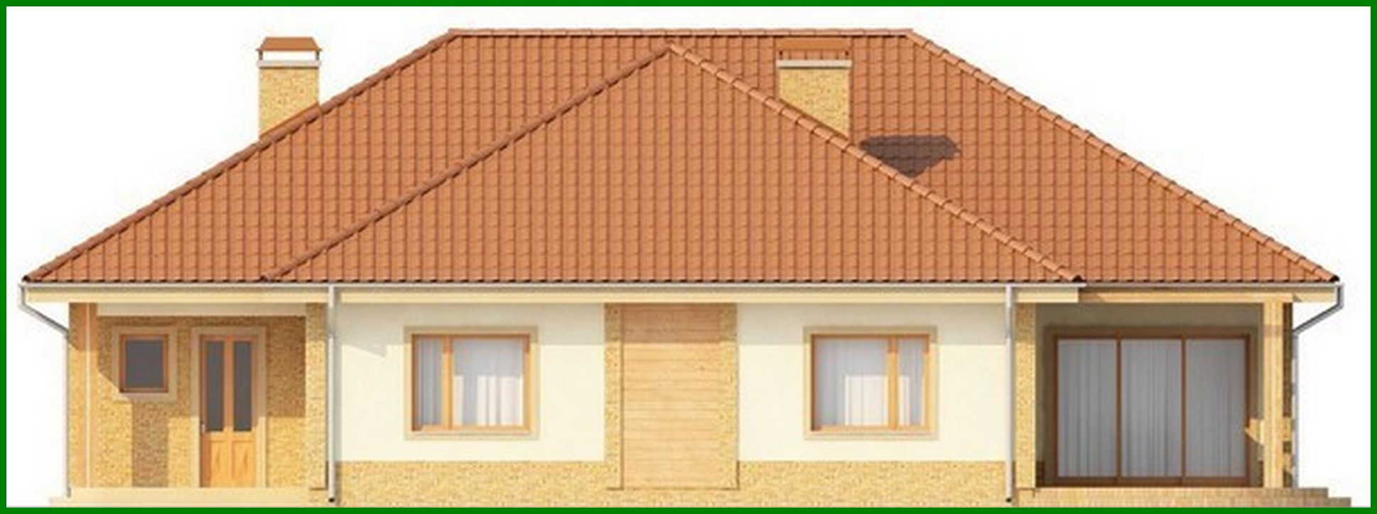 Visualization gallery - Single-storey cottage project with a garage for 2 cars