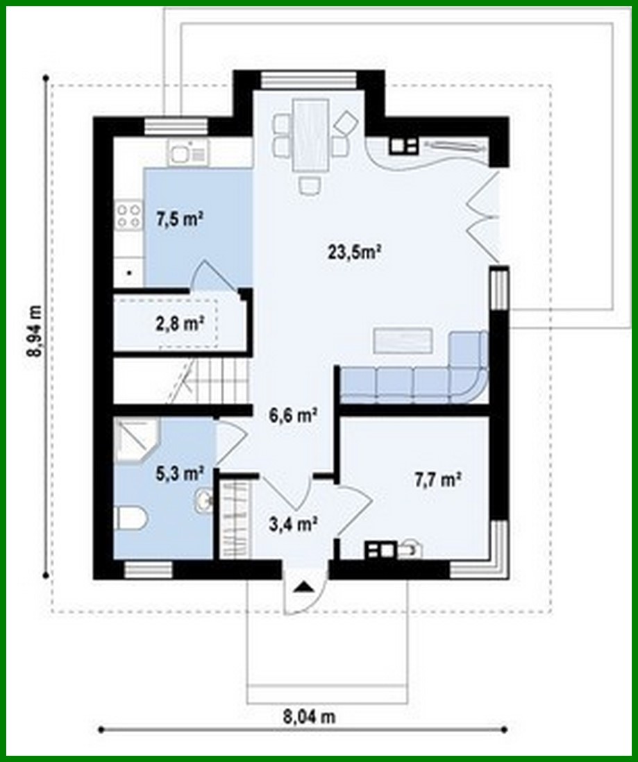 Visualization gallery - The project of a small neat country house with an attic and a gable roof