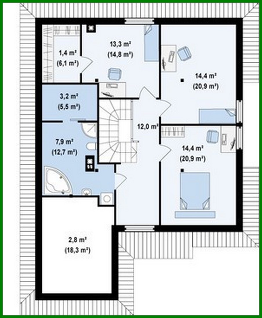 Visualization gallery - House project with attic, technical room, extra bedroom