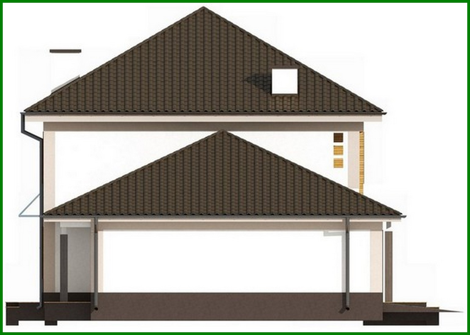 Visualization gallery - The project of a two-story cottage with a garage for two cars