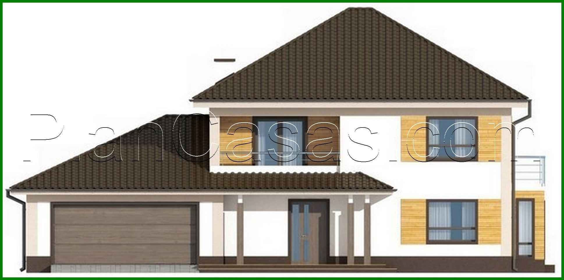 Visualization gallery - The project of a two-story cottage with a garage for two cars