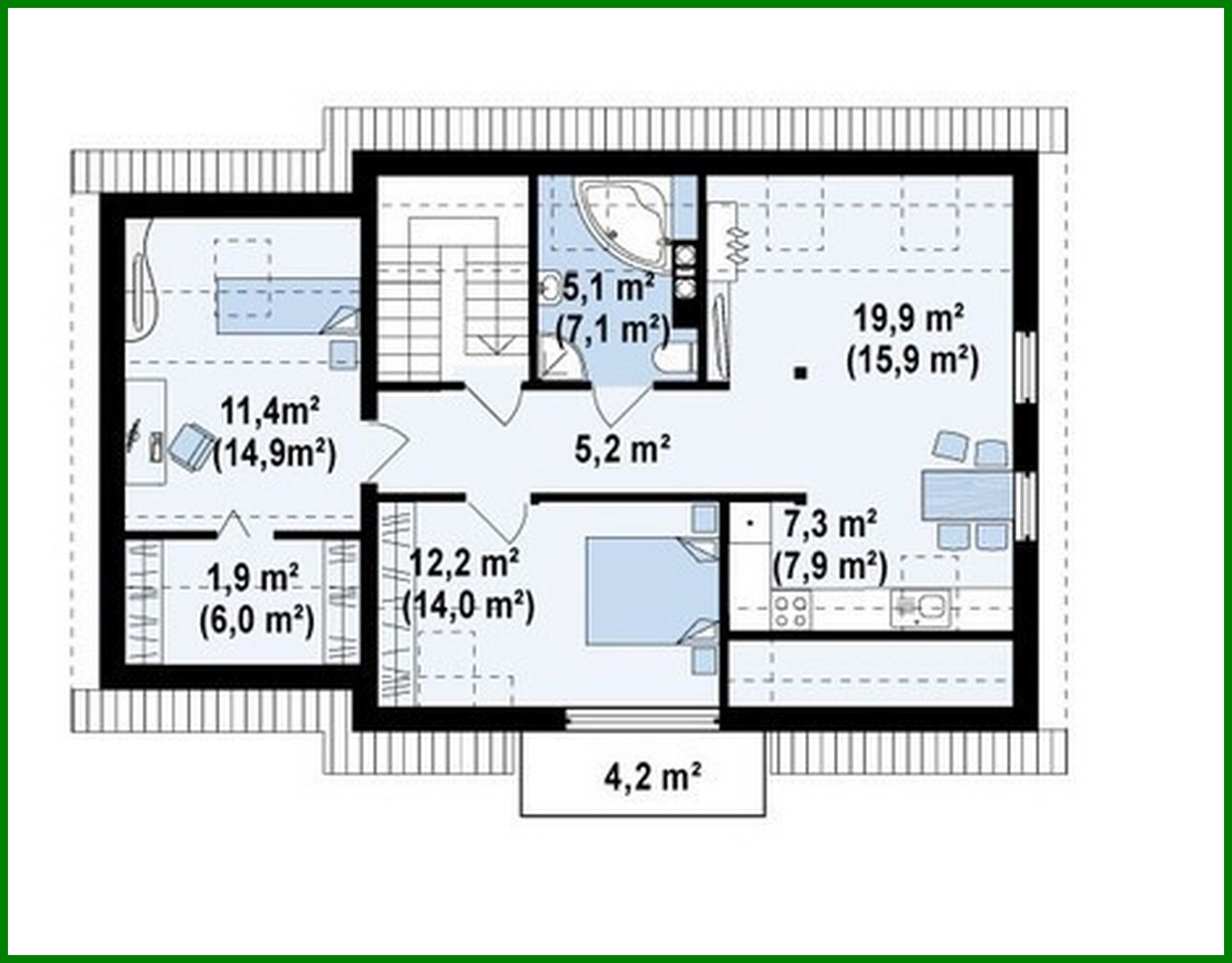 Visualization gallery - The project of a cottage with a garage, for two families