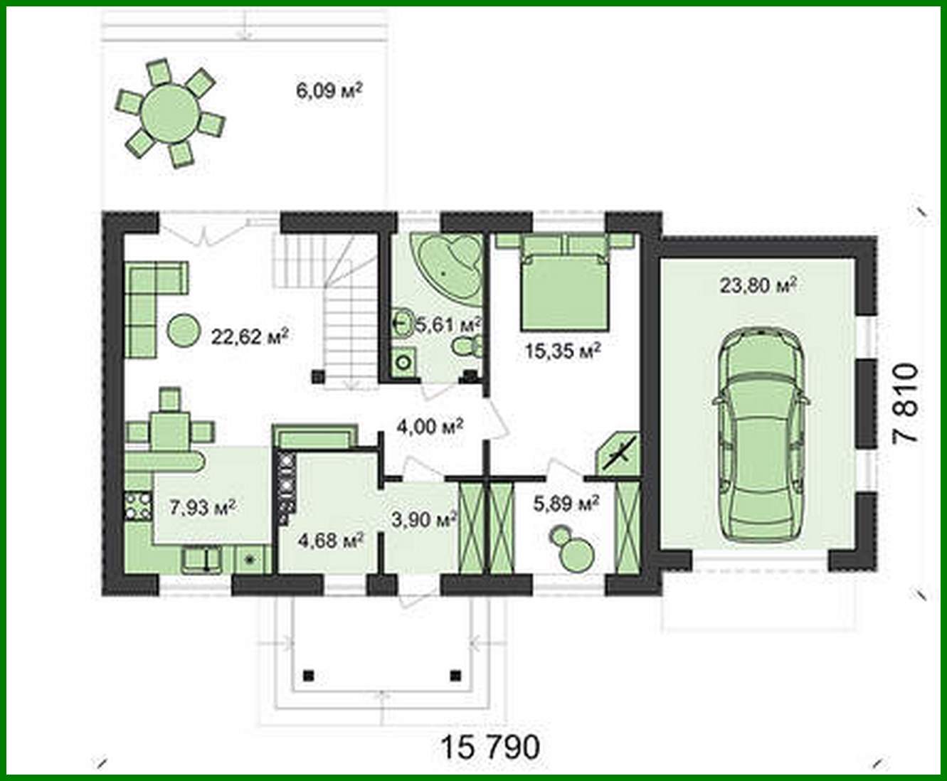 Visualization gallery - Project of a classic house with a single garage