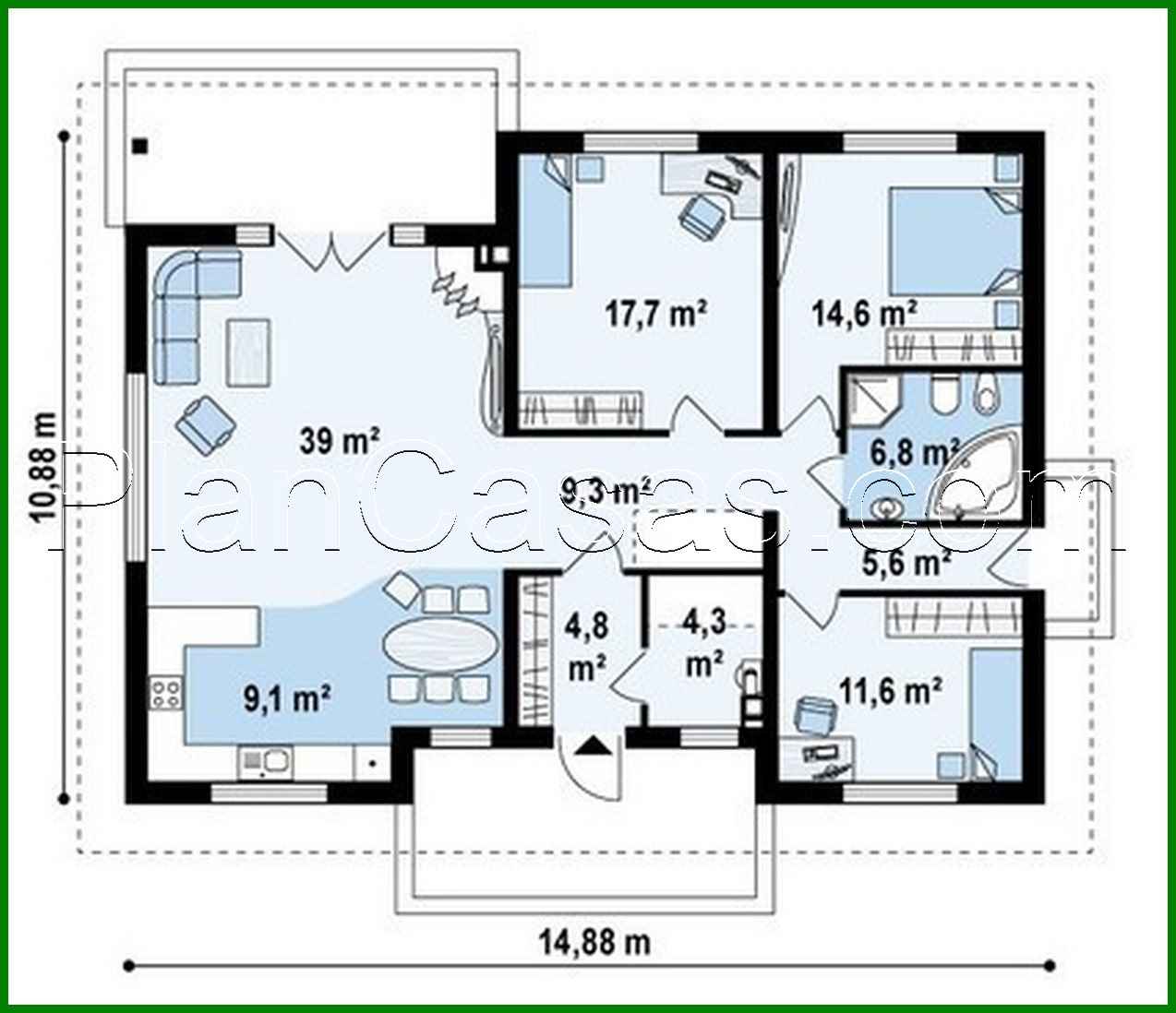 Visualization gallery - The project of a one-story classic-style house with a four-gable roof